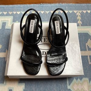 Steve Madden Black Daffodil crocodile/alligator heeled sandals